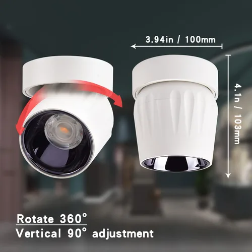 Miniatura 5 de Foco de techo LED de 12 W, luz direccional de rotación de 360°, 3000 K, blanco cálido, lámpara de pared para pasillo, galería, sala de estar/blanco