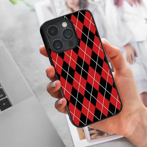 Miniatura 7 de Fundas para iPhone 7/8/Plus/X/Xs/Xr/11/12/13/14/15/16/17/Pro/Max/Plus/Air/Mini (negro y rojo)