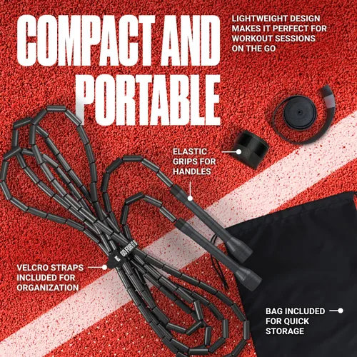 Miniatura 6 de Sportbit Elite Cuerda de Saltar con Perlas - Cuerda de Velocidad Ajustable para Fitness, CrossFit, Boxeo - Sin Enredos, Ligera Negro
