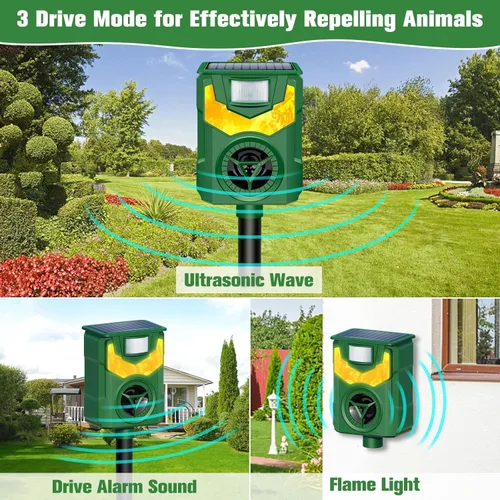 Miniatura 6 de Repelente solar de animales para exteriores, repelente ultrasónico de animales 2026, repelente de gatos al aire libre, repelente de ardillas
