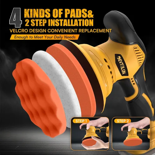 Miniatura 6 de Kit de pulidor inalámbrico para automóvil, compatible con batería Dewalt de 20 V (sin batería), máquina pulidora aleatoria DA sin escobillas de 6