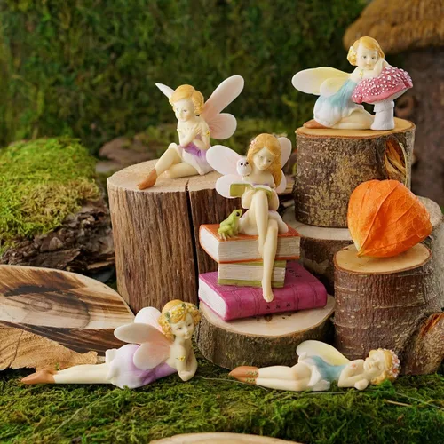 Miniatura 4 de Top Collection Figura de hada de flores durmiendo en miniatura para jardín y terrario