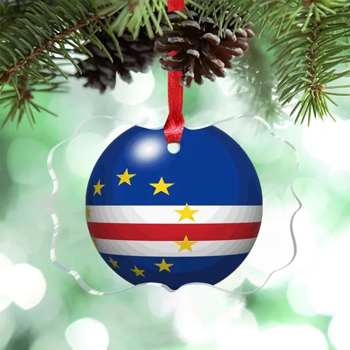 Bandera de Cabo Verde, decoración para árbol de Navidad, bola 3D, recuerdo de la ciudad del país, adornos de Navidad personalizados, decoración de