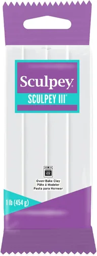 Sculpey III: arcilla polimérica: blanca - paquete de 1 lb - Horno de arcilla para hornear, no tóxica, esculpiendo, crear proyectos de