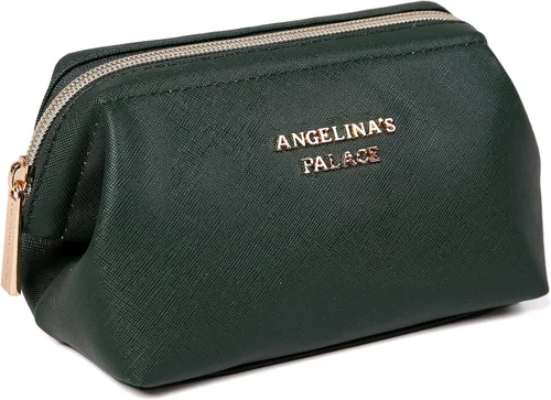 Miniatura 16 de Angelina's Palace Bolsa de maquillaje de viaje impermeable de cuero vegano, organizador de artículos de tocador oriental estilo retro, bolsa de Negro