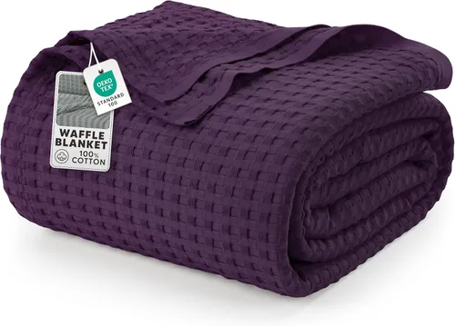 Miniatura 20 de Utopia Bedding Manta de punto gofre de 100 % algodón, tamaño grande para cama, ligera, transpirable, suave y acogedora, regalos para mujeres Blanco