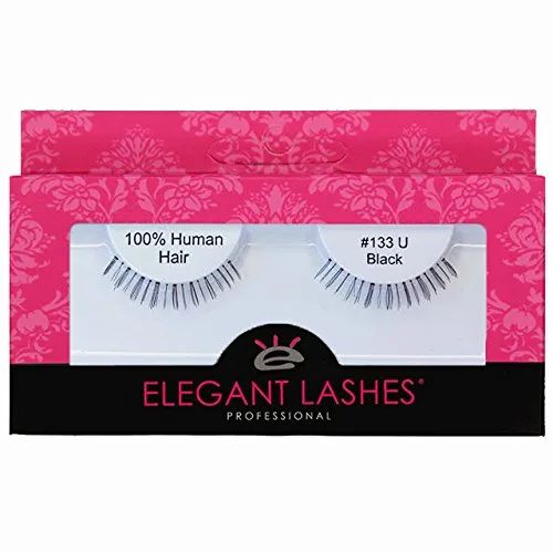 Elegant Lashes # 133 Negro 100% cabello humano falso debajo de las pestañas para pestañas inferiores/inferiores