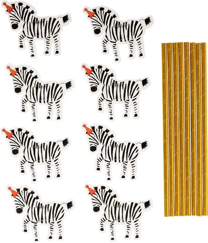 Miniatura 4 de Vasos de papel de animales para fiestas, popotes, 8 unidades (TWCST-25362)