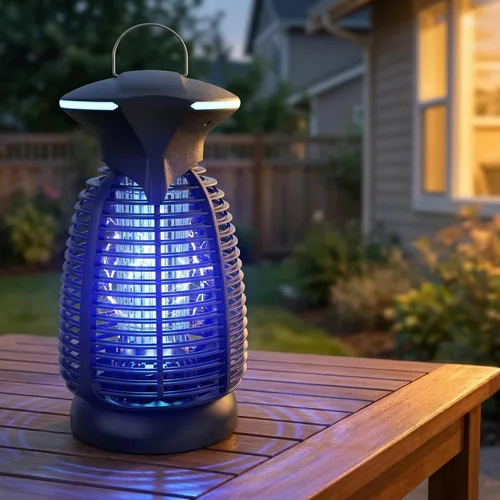 Miniatura 13 de Exterminador eléctrico de insectos al aire libre – 4200 V de alto voltaje insecto asesino impermeable luz LED para mosquitos, mosca, patio, porche