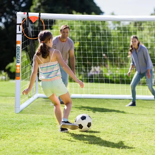 Miniatura 7 de ORIENGEAR Soccer Goal, 12x6/10x6.5/8x6/6x4 Full Size Soccer Goals for Backyard, Soccer Net with Training Discs, Portable Soccer Goal for Kids and
