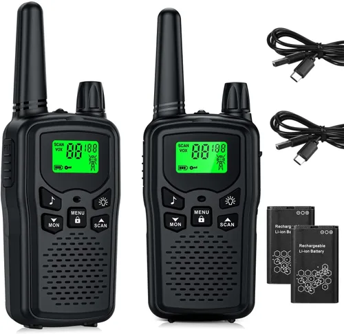 Walkie Talkies para adultos de largo alcance, Walkie Talkies recargables Kartal con 22 canales FRS, radios bidireccionales con linterna LED para