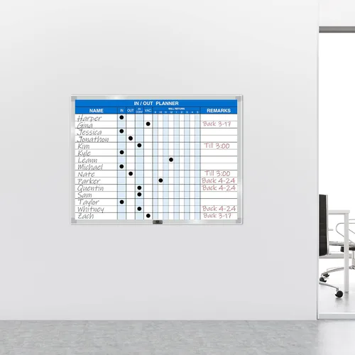Miniatura 4 de Magna Visual - Kit magnético de planificación de borrado en seco (18 x 24 pulgadas, 15 nombres, azul) - Tablero de acero con marco de aluminio