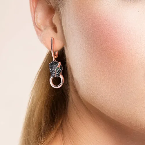 Miniatura 4 de Santuzza Pendientes Panther de plata de ley 925 con diseño de leopardo para mujer, Plata de ley