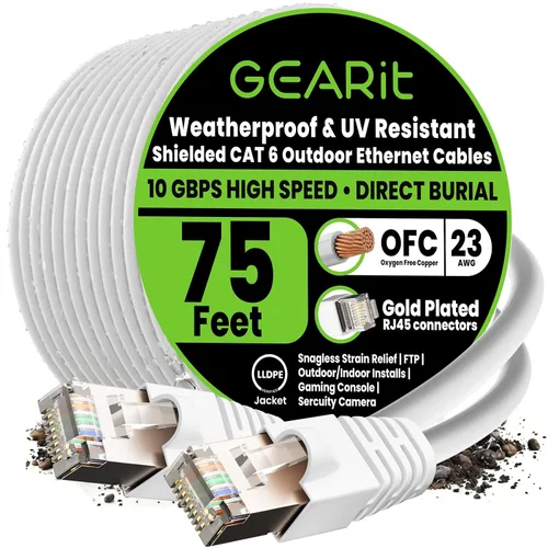 Miniatura 19 de GEARit Cable Ethernet Cat6 para exteriores (75 pies), 23AWG cobre puro, FTP, LLDPE, impermeable, enterramiento directo, subterráneo, resistente a