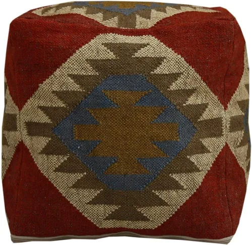 Trade Star Funda tejida a mano para puf kilim, funda decorativa para puf de asiento hecho a mano, funda de puf otomano de lana de yute auténtico,