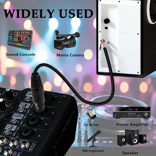 Miniatura 6 de Cable de micrófono XLR de 3 pines, XLR de 3 pines hembra a cable desnudo, cable de altavoz de extremo abierto, cable de audio de repuesto para DJ/PA