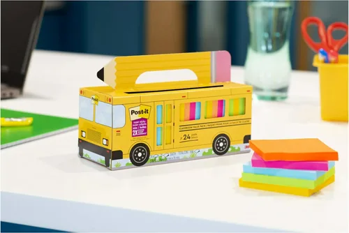Miniatura 14 de Post-it Notas Súper Adhesivas Paquete de Valor, 24 Bloques, Conveniente Estuche de Transporte y Almacenamiento de Autobús Escolar, 2X el Poder