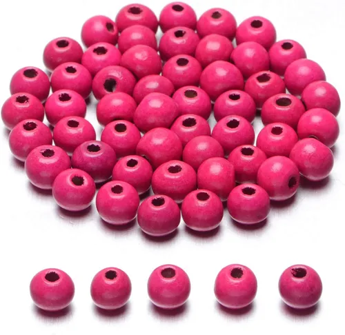 Miniatura 55 de AD Beads Cuentas de madera con espacio libre para manualidades, cuentas de madera con agujero grande surtidas para hacer collares, pulseras