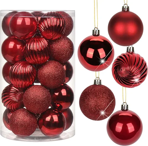 Miniatura 47 de Adornos de bolas de Navidad negras de 2.36 pulgadas, 25 piezas inastillables, set de adornos de Navidad, bolas de Halloween, adorno negro para árbol