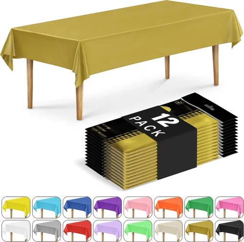 Miniatura 63 de DecorRack 2 Manteles rectangulares de plástico libres de BPA, 54 x 108 pulgadas, mantel de mesa para comedor, mantel rectangular para fiestas