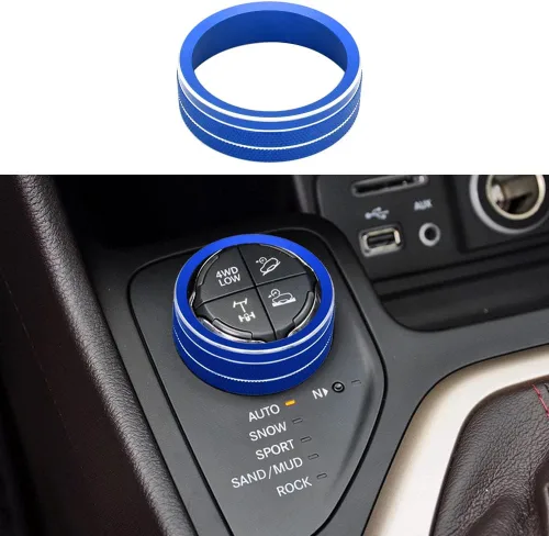 Miniatura 10 de Cubierta de perilla 4WD compatible con Jeep Cherokee Compass Renegade, perilla de botón de interruptor de control de consola central 4WD (Negro)