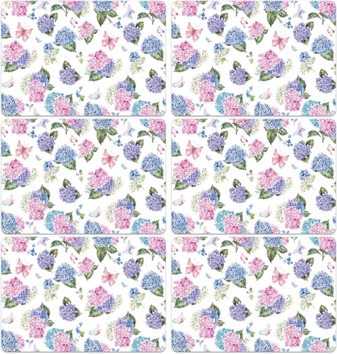 Miniatura 8 de Tarklanda 6 manteles individuales florales de plástico, 11 x 15.7 pulgadas, manteles de vinilo lavables para primavera y verano con hortensias
