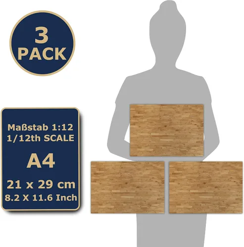 Miniatura 4 de Suelo autoadhesivo de 3 hojas para casa de muñecas escala 1:12 (madera de manzana)
