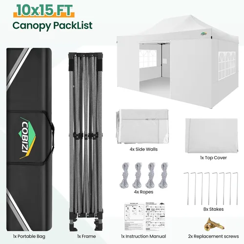Miniatura 214 de COBIZI Tienda de campaña desplegable de 6.6 x 6.6 pies, toldo resistente, fácil de instalar, impermeable, para exteriores, fiestas, playa, jardín