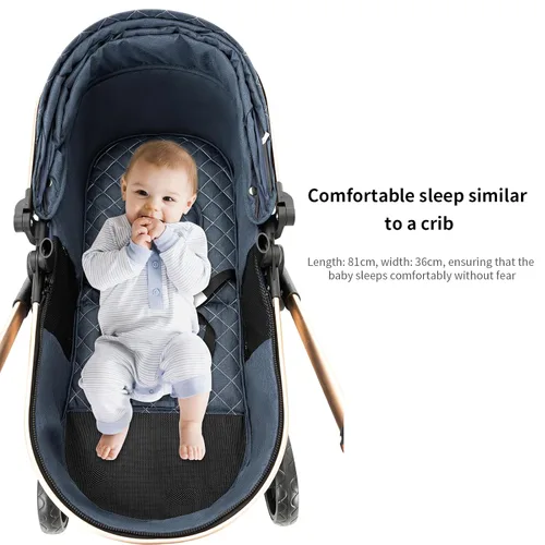 Miniatura 5 de Cochecito de bebé 2 en 1 con función de cochecito, plegable, portátil, cómodo, para bebés de 0 a 36 meses (negro)