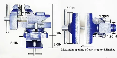 Miniatura 5 de MYTEC Tornillo de Banco 2 en 1 de Servicio Pesado para Mesa de Trabajo, 6.0" azul, Tornillo de Banco de Mesa Multiusos Mejorado, Tornillo de Banco