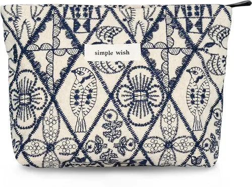 Miniatura 24 de Sminra Bolsa de Maquillaje Bolsa de Cosméticos Bolsa de Aseo de Lona Preppy para Mujeres Linda Bolsa con Cremallera Organizador Accesorios de Viaje