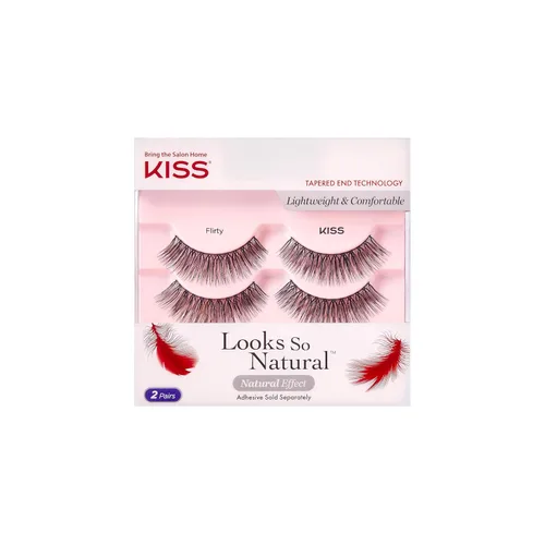 KISS Looks So Natural - Pestañas postizas, ligeras y cómodas, tecnología de extremo ahusado, reutilizables, libres de crueldad, compatibles con
