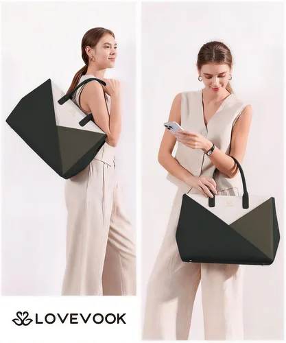 Miniatura 2 de LOVEVOOK Bolso para laptop de mano para mujer con portavasos grande, de 15.6 pulgadas, de PU, bolso de trabajo para maestra, bolso de mano