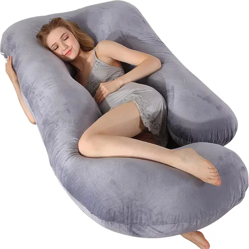 Miniatura 19 de Elover Almohada de embarazo imprescindible para el embarazo, almohada de apoyo de maternidad de cuerpo completo para mujeres embarazadas con funda