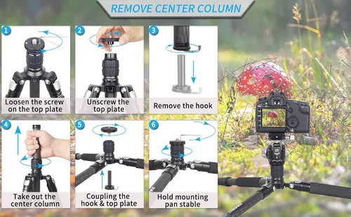 Miniatura 8 de Trípode INNOREL RT45C portátil de fibra de carbono de 10 capas sin cabeza esférica, trípode compacto y ligero para cámara DSLR, videocámara de video
