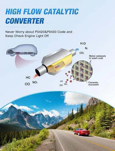 Miniatura 7 de Nilight - Convertidor catalítico de entrada/salida de 2 pulgadas con escudo térmico, catalizador universal de 2 pulgadas para Chevrolet Chevy Dodge