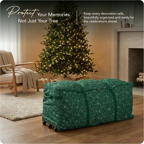 Miniatura 2 de Covermates Keepsakes Bolsa de almacenamiento con ruedas para árbol de Navidad – Almacenamiento navideño resistente de poliéster con ruedas, asas