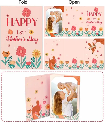 Miniatura 6 de WaaHome Tarjeta de feliz primer día de la madre para la nueva mamá, tarjeta de regalo del día de la madre de flores para primera vez, esperando