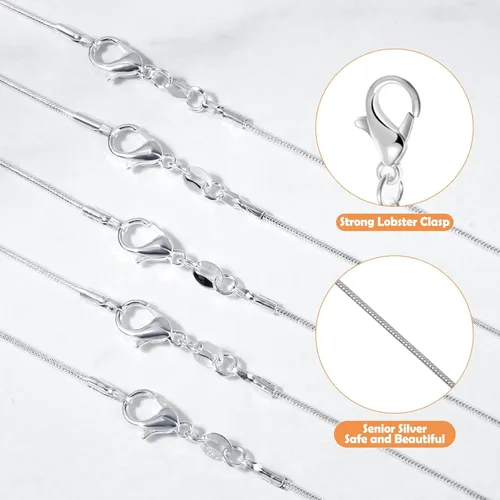 Miniatura 5 de Cadenas de Collar Paxcoo de 30 Piezas - Cadenas de Serpiente Chapadas en Plata para Hacer Joyería, 1.2 mm (22 Pulgadas)