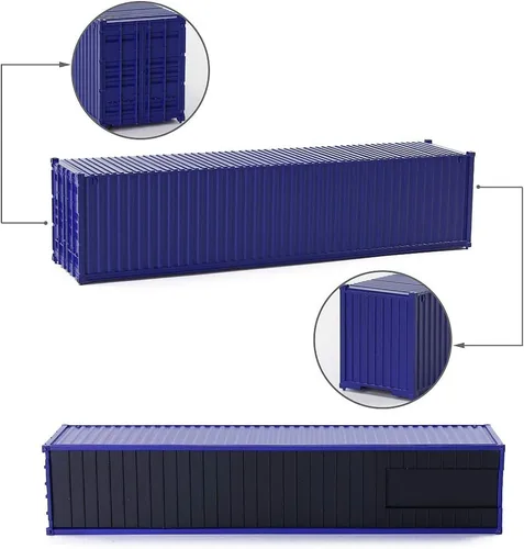 Miniatura 2 de 3pcs HO Escala sin decorar 40 ' (pies) Contenedores de envío 1:87 Deep Bule acanalado Side Container C8740DB
