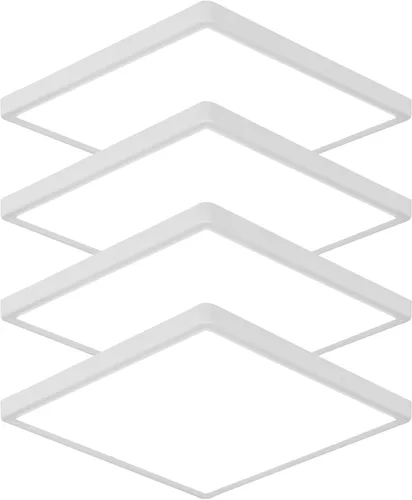 Miniatura 10 de DELIPOP Paquete de 6 luces LED empotrables cuadradas de 4.72 pulgadas, 6500 K ultra delgada sin marco, luz de techo de panel delgado de 20 W