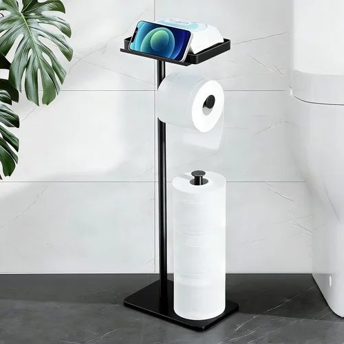 Miniatura 13 de YIGII Soporte de papel higiénico autoadhesivo – Portarrollos de papel higiénico adhesivo sin taladrar para baño, acero inoxidable cepillado Plata