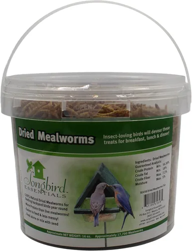 Miniatura 8 de Songbird Essentials Gusanos de harina secos para aves silvestres, gusanos de harina 100% naturales para pollos, pájaros azules, reptiles y patos