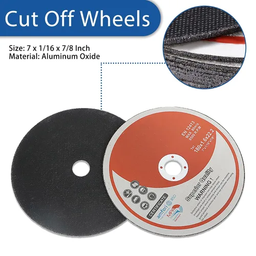 Miniatura 4 de Paquete de 100 ruedas de corte de 7 pulgadas para discos de corte de metal y acero inoxidable para amoladoras angulares de 7 x 1/16 x 7/8 pulgadas
