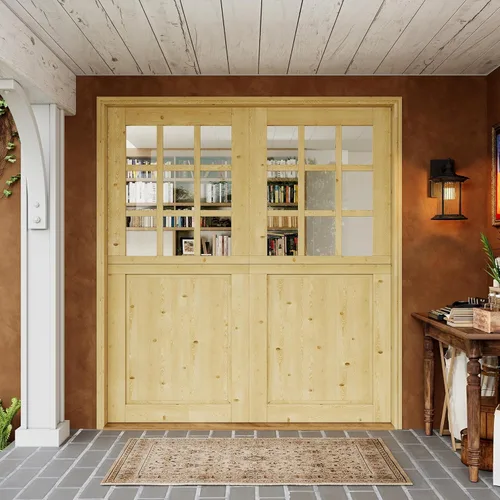 Miniatura 31 de Tablero de Puerta Holandesa para Interior y Exterior, 36" x 80", Universal 4 Lite Vidrio Templado Transparente Puerta Individual Dividida, Puerta