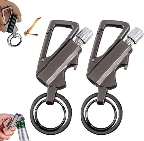 Miniatura 7 de Encendedor infinito permanente, encendedor de llavero con abrebotellas multiherramienta, impermeable y reutilizable, resistente al viento para Negro