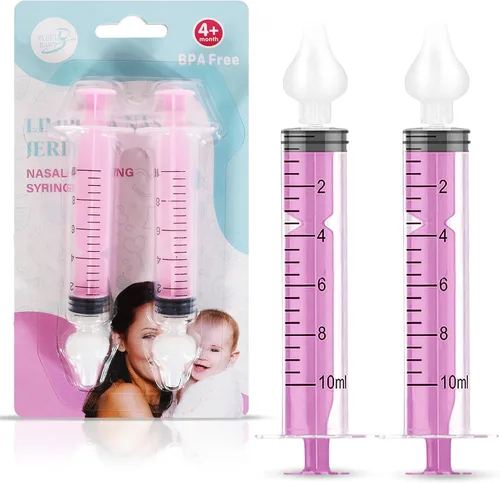 Miniatura 8 de Bluet B - Jeringa nasal para bebés (paquete de 2) - Aspirador nasal de silicona seguro para recién nacidos - Eliminación de moco infantil - Jeringa