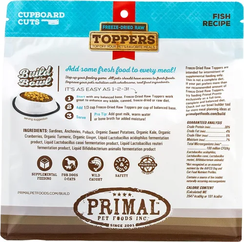 Miniatura 8 de Complementos de Comida para Perros y Gatos Primal, Cupboard Cuts, Mezcladores de Comidas Sin Granos con Probióticos, Golosinas Crudas Liofilizadas