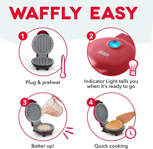 Miniatura 6 de Dash Mini Waffle Maker with Ceramic Nonstick Cooking Surface, 4 Inch Small Waffle Iron, Single Serve, Easy to Clean, Compact Breakfast Maker for