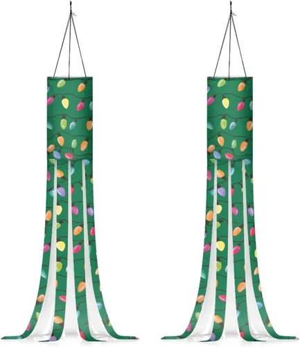 Miniatura 14 de Windsock - Calcetín de viento reutilizable suave de Navidad para colgar al aire libre para jardín, árbol, fiesta, decoración de bandera, calcetines